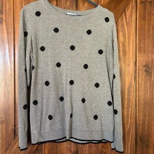 Market & Spruce Gray and Black Polka Dot Sweatshirt